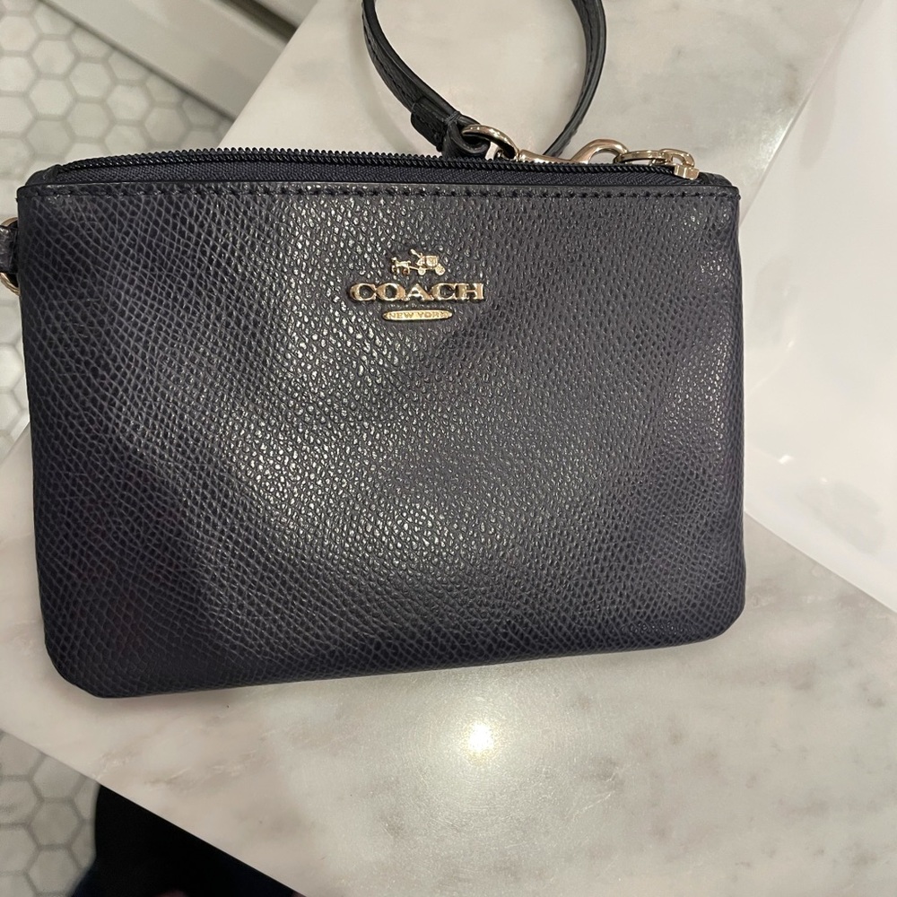 Coach navy wristlet